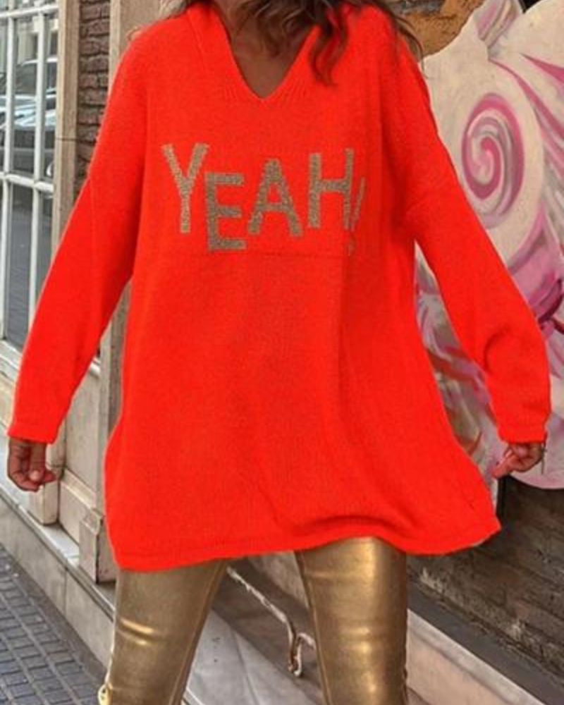 YEAH - PATTERN LOOSE HOODED SWEATER