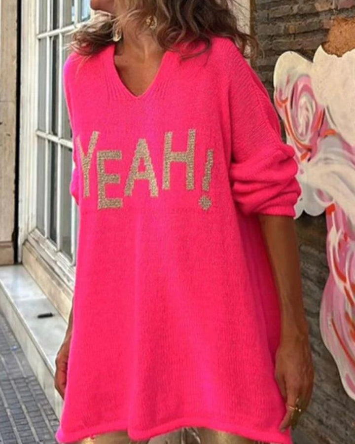 YEAH - PATTERN LOOSE HOODED SWEATER