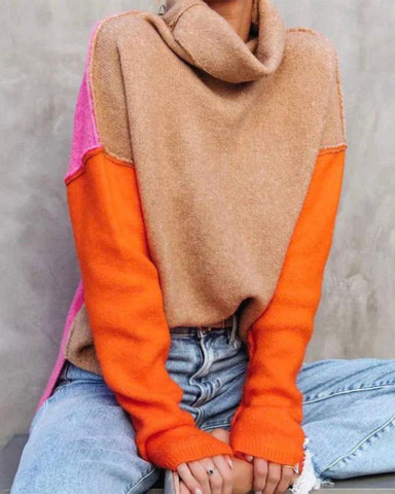 JAELY STUNNING COLOR BLOCK SWEATER