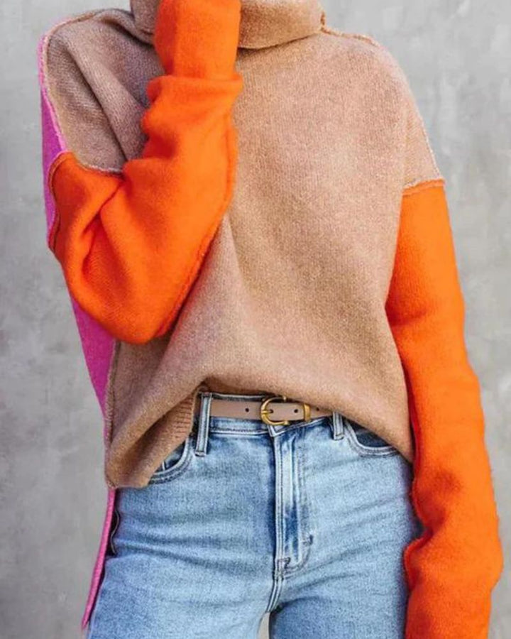 JAELY STUNNING COLOR BLOCK SWEATER