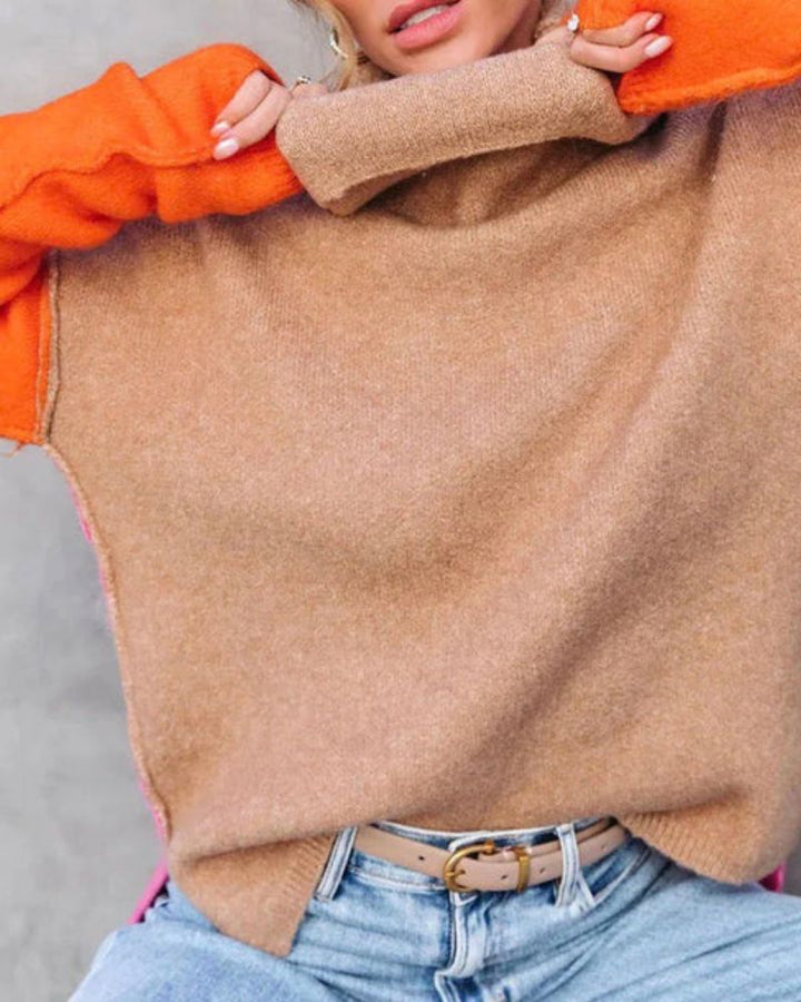 JAELY STUNNING COLOR BLOCK SWEATER