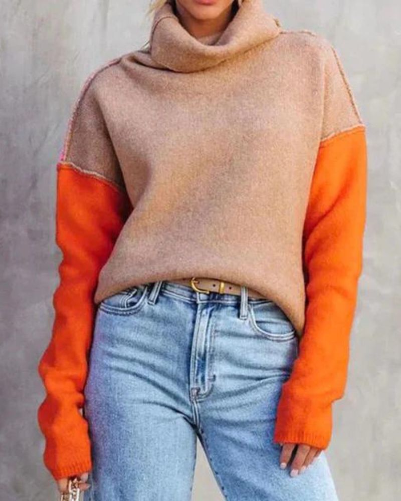 JAELY STUNNING COLOR BLOCK SWEATER