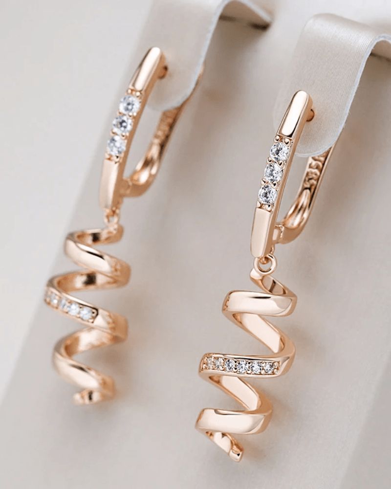 LAINE - ELEGANT SPIRAL EARRINGS WITH ZIRCONIA IN GOLD
