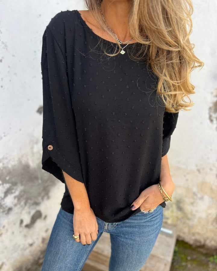 VARENA - Chic Chiffon Jacquard Blouse