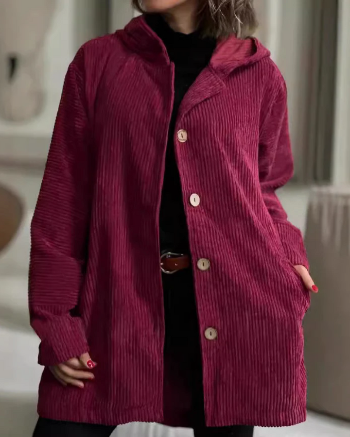 LAUREI - Cozy Hooded Cord Coat