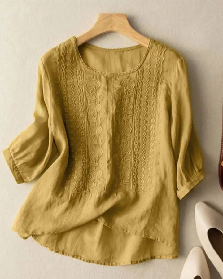 ELENITA - EMBROIDERED COTTON BOHO BLOUSE