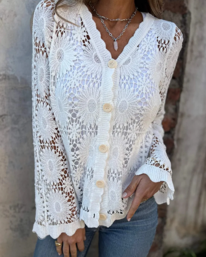 NALIE - Crochet Lace Button Cardigan