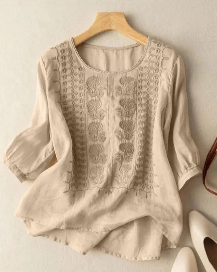 ELENITA - EMBROIDERED COTTON BOHO BLOUSE