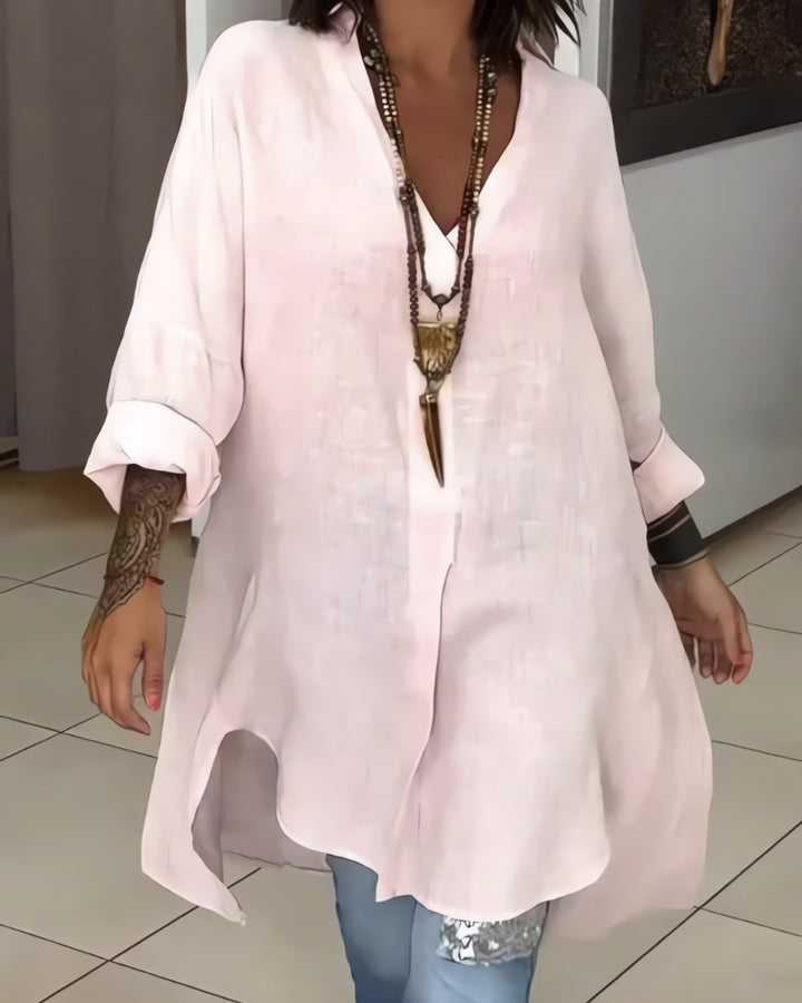 ELEINA - CASUAL SHIRT DRESS IN COTTON AND LINEN