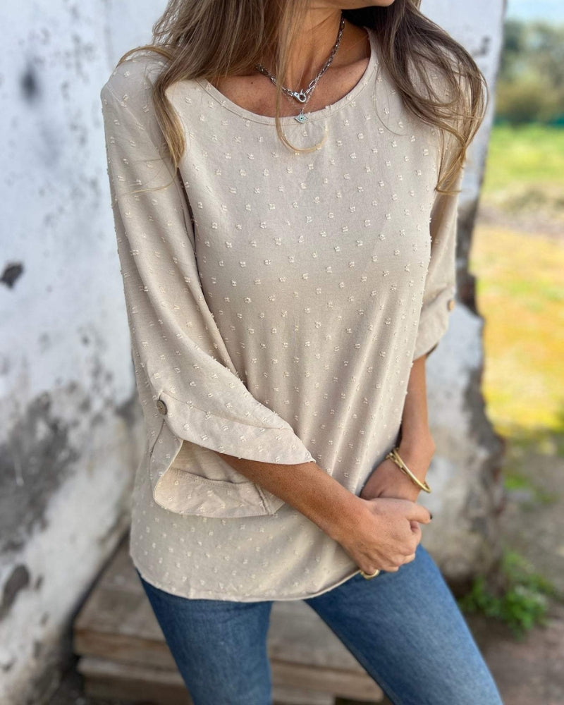 VARENA - Chic Chiffon Jacquard Blouse