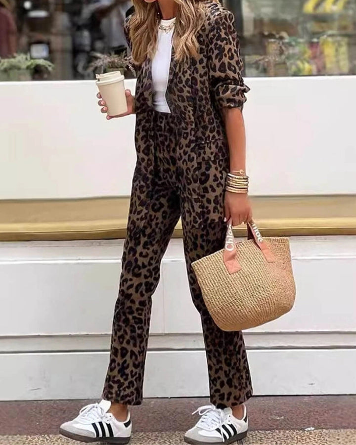 ARILA - Leopard Print Suit & Pants Set