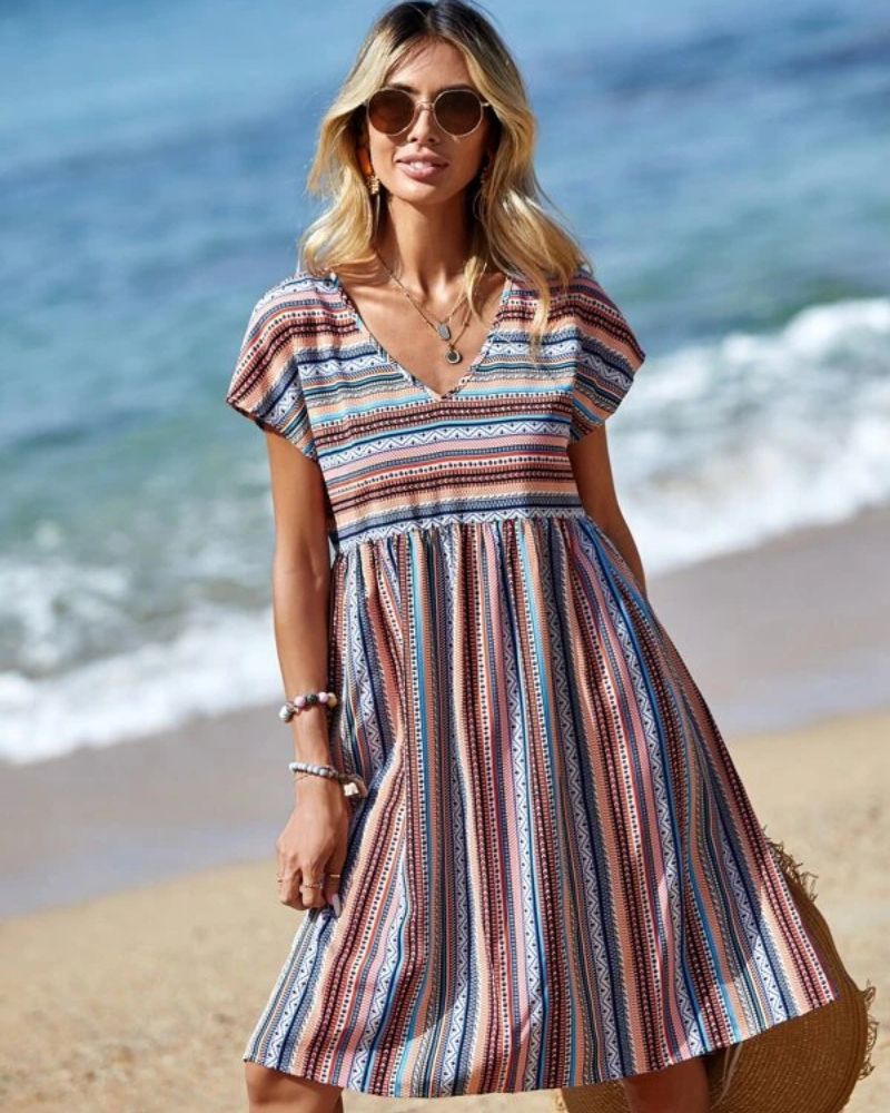 JACKIE - Boho striped summer dress