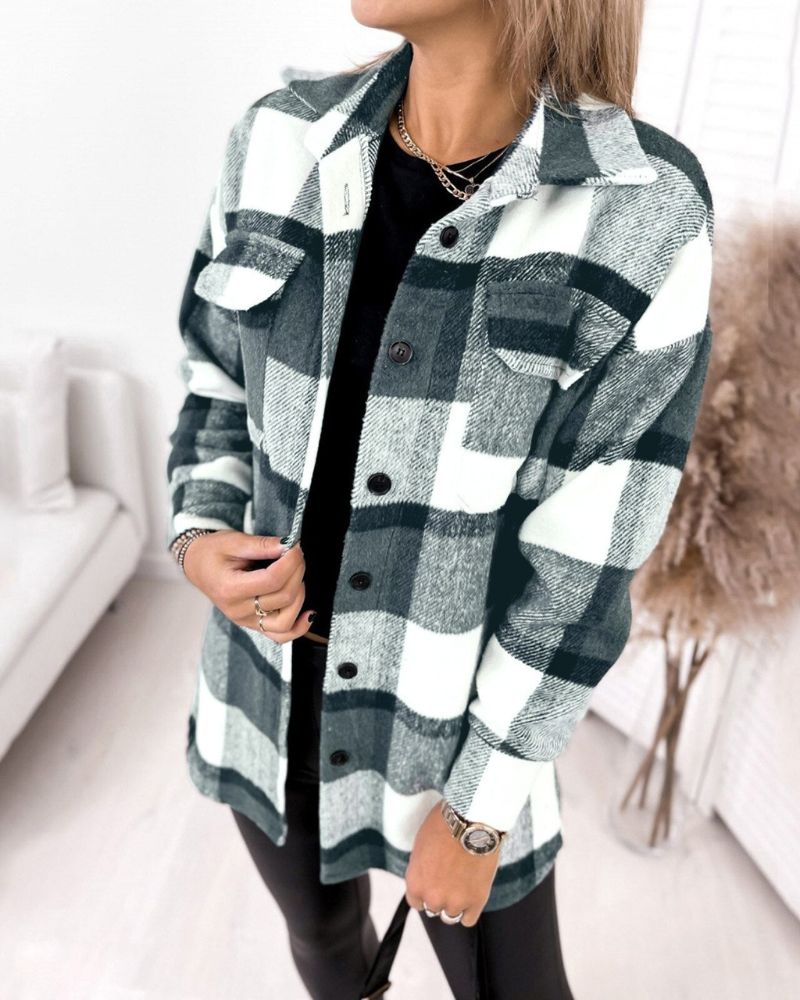 MEIA - BREEZY CHECK COLLARED OUTERWEAR