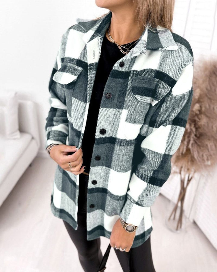 MEIA - BREEZY CHECK COLLARED OUTERWEAR
