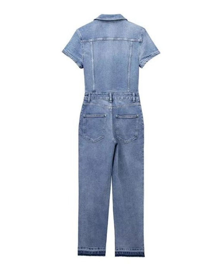 MARIONE - Skinny Bootcut Denim Jumpsuit