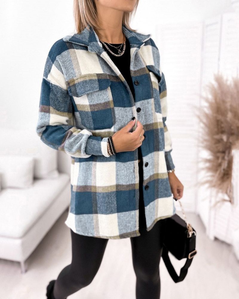 MEIA - BREEZY CHECK COLLARED OUTERWEAR