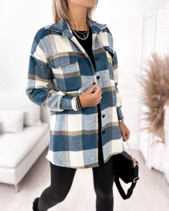 MEIA - BREEZY CHECK COLLARED OUTERWEAR