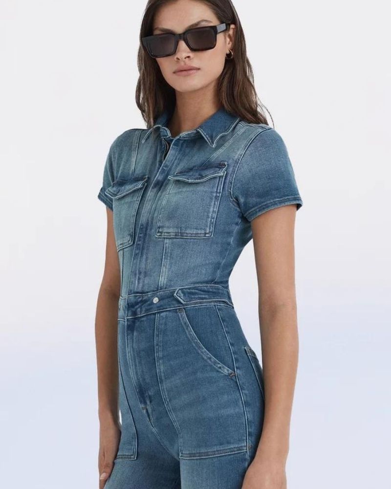 MARIONE - Skinny Bootcut Denim Jumpsuit