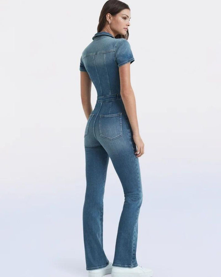 MARIONE - Skinny Bootcut Denim Jumpsuit