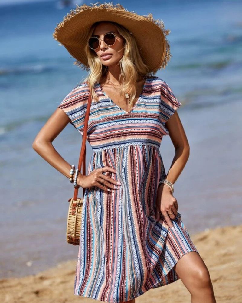 JACKIE - Boho striped summer dress