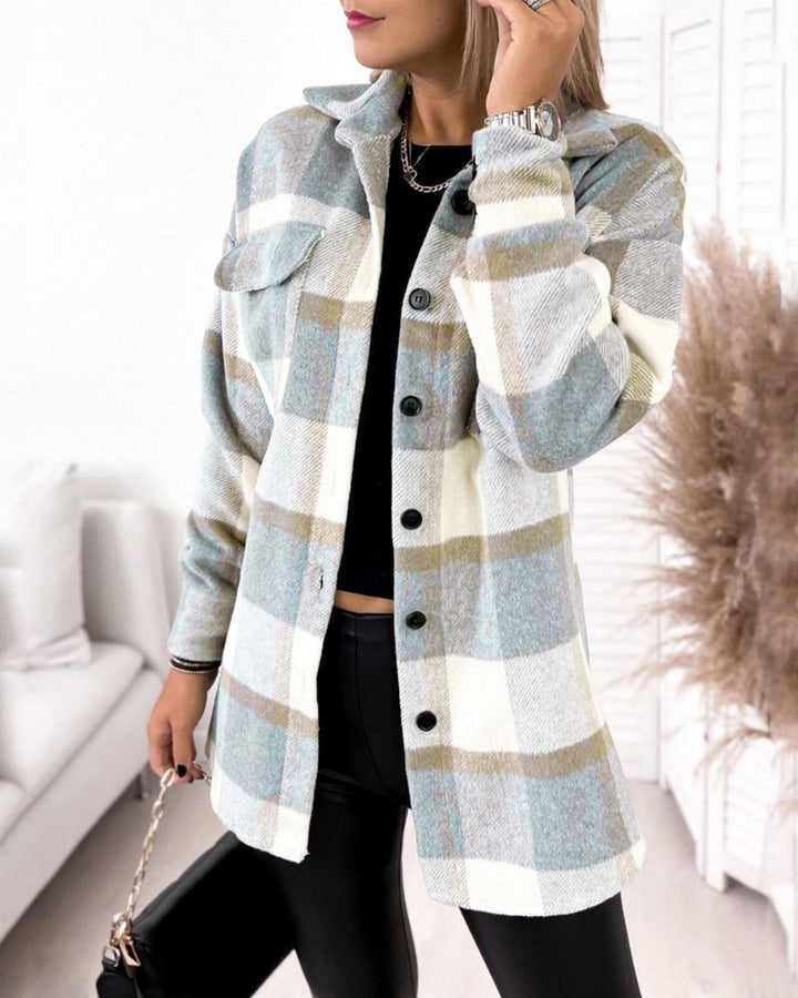 MEIA - BREEZY CHECK COLLARED OUTERWEAR