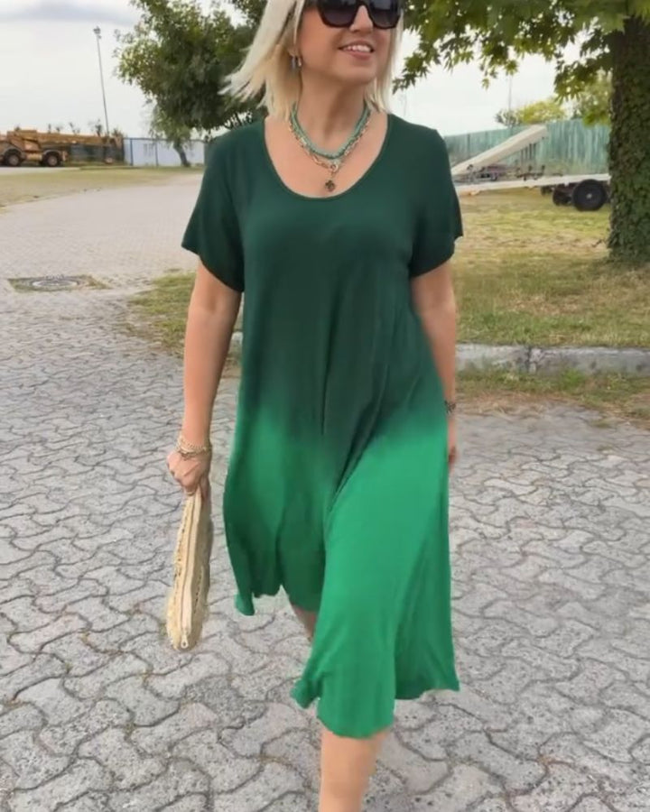 MILAS - ELEGANT COTTON DRESS WITH ROUND NECK