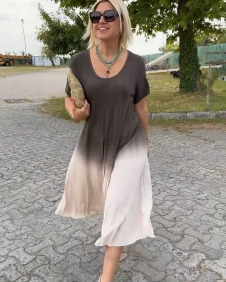 MILAS - ELEGANT COTTON DRESS WITH ROUND NECK