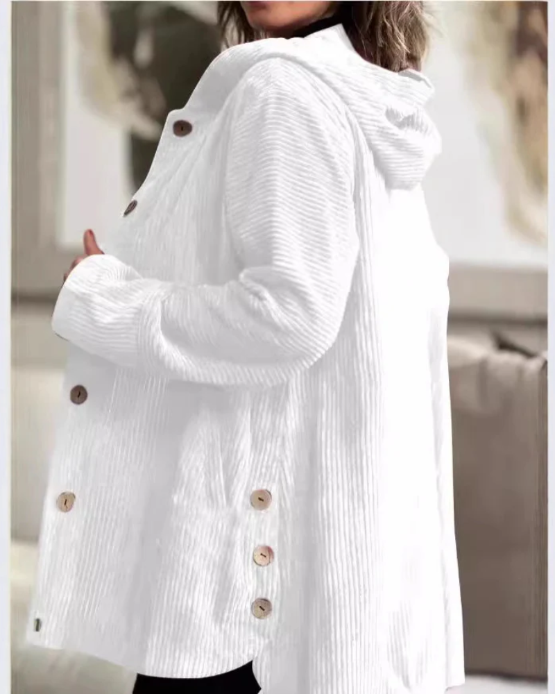 LAUREI - Cozy Hooded Cord Coat