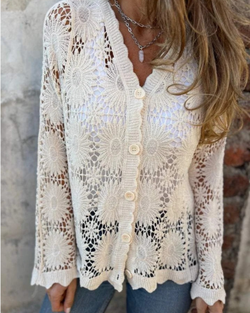 NALIE - Crochet Lace Button Cardigan