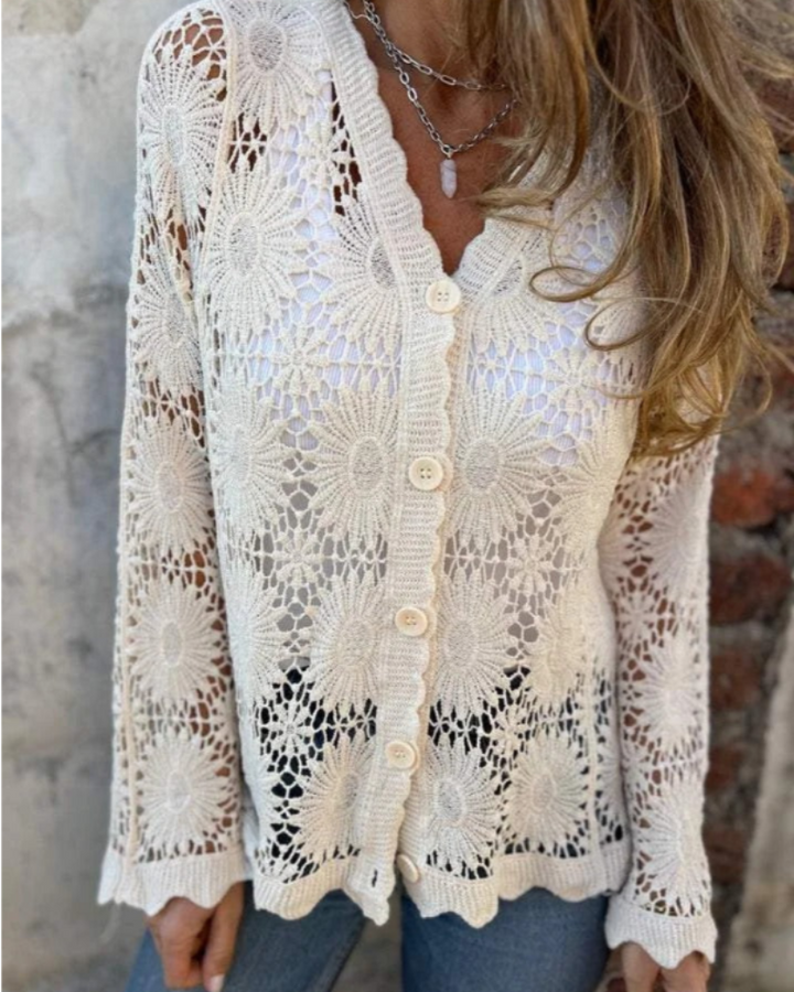 NALIE - Crochet Lace Button Cardigan