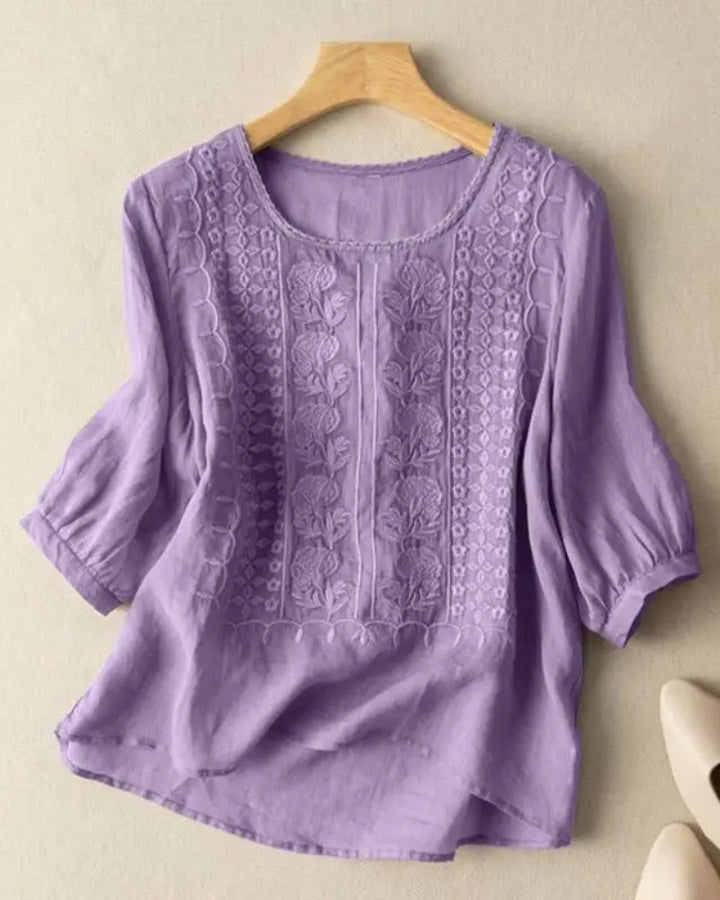 ELENITA - EMBROIDERED COTTON BOHO BLOUSE