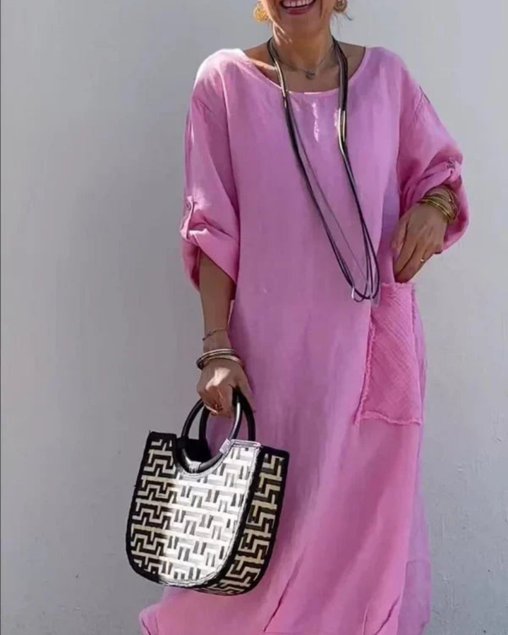 COROIA - BOHO COTTON AND LINEN DRESS