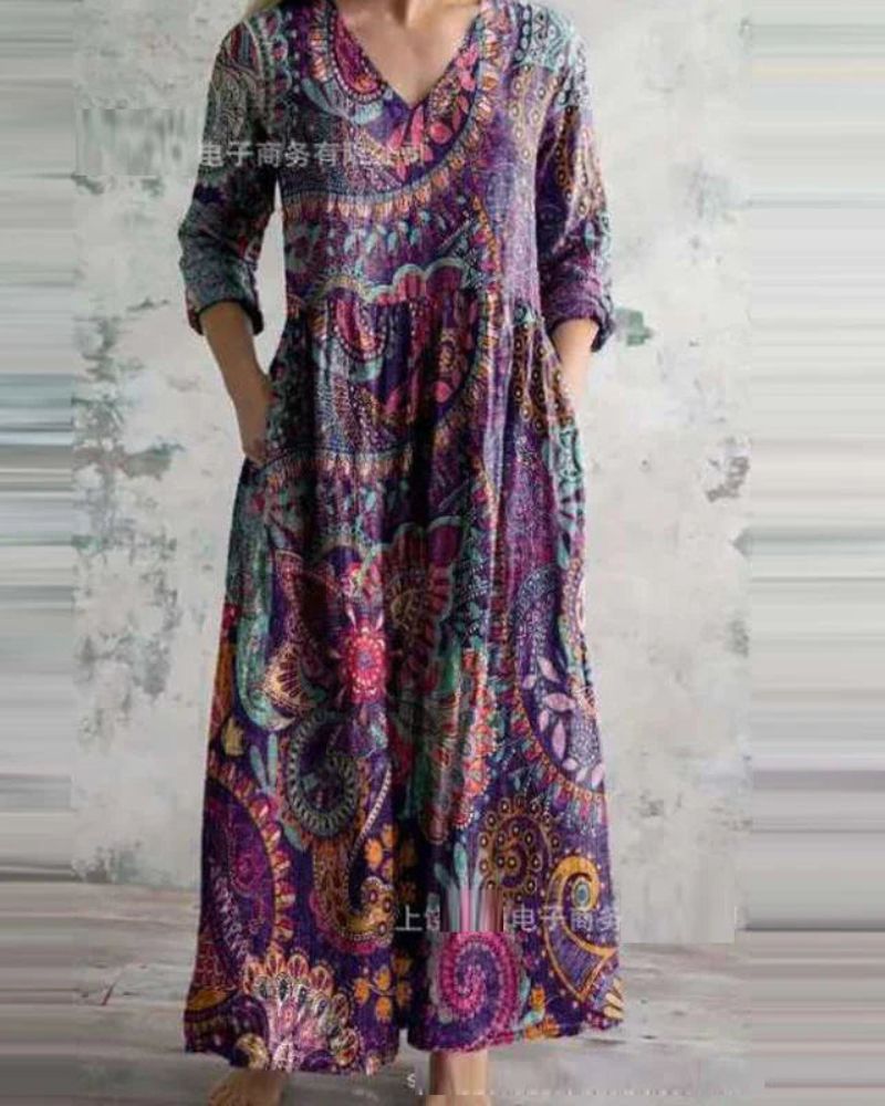 NILDA - RETRO MAXI DRESS