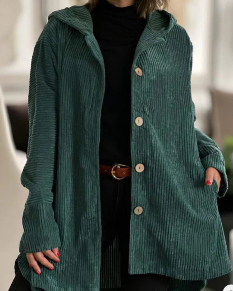 LAUREI - Cozy Hooded Cord Coat