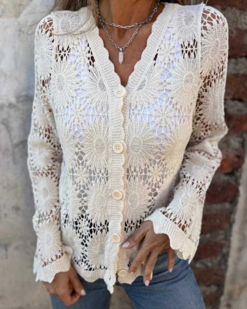 NALIE - Crochet Lace Button Cardigan