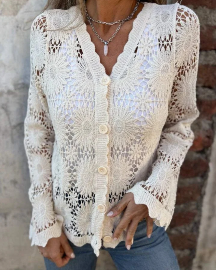 NALIE - Crochet Lace Button Cardigan