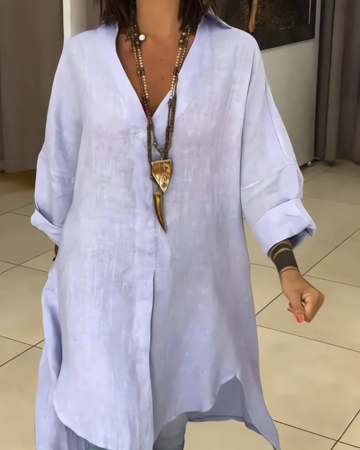 ELEINA - CASUAL SHIRT DRESS IN COTTON AND LINEN