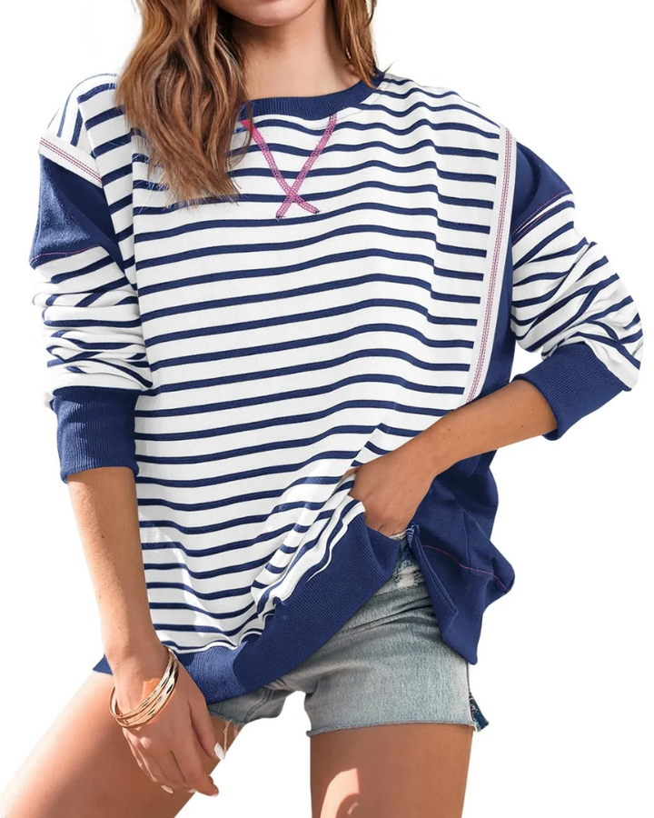 SONERA - Striped Color Block Pullover