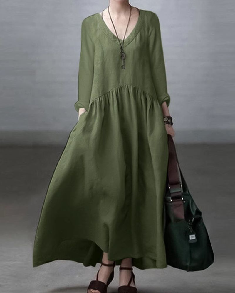 BEJARI - Cotton Linen Loose Dress