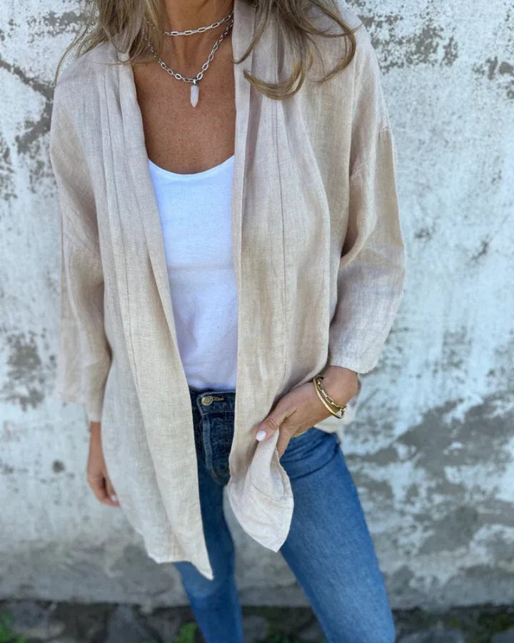 SERANE - COTTON AND LINEN THIN CARDIGAN