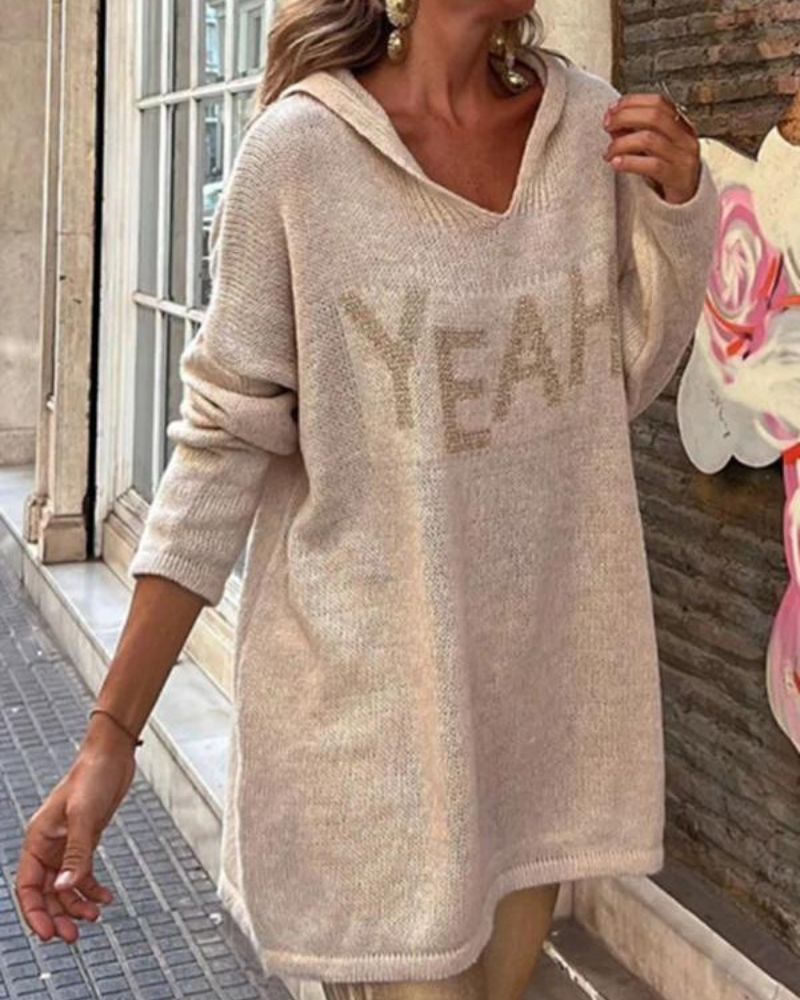 YEAH - PATTERN LOOSE HOODED SWEATER