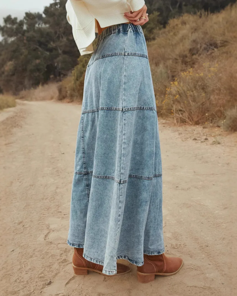 GAIAI - BOHO MAXI DENIM SKIRT
