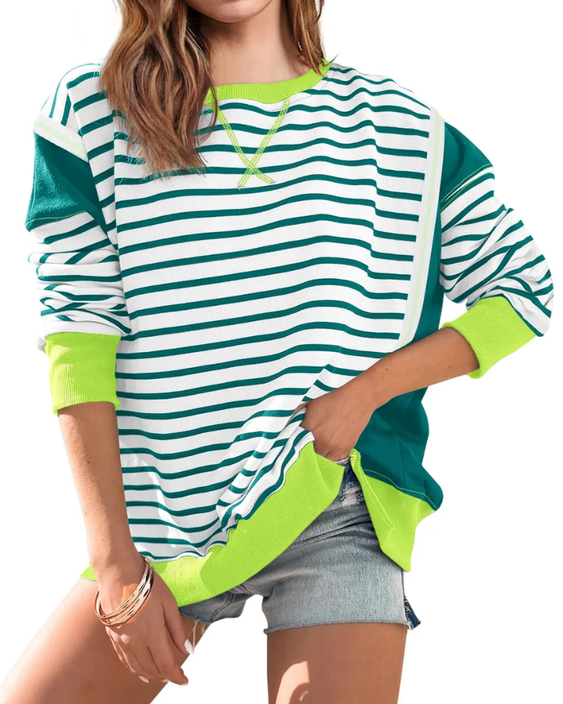 SONERA - Striped Color Block Pullover