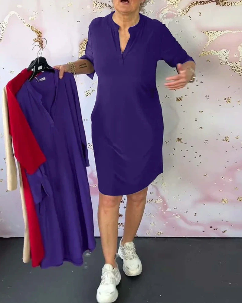 JANNIE - V-Neck Midi Dress