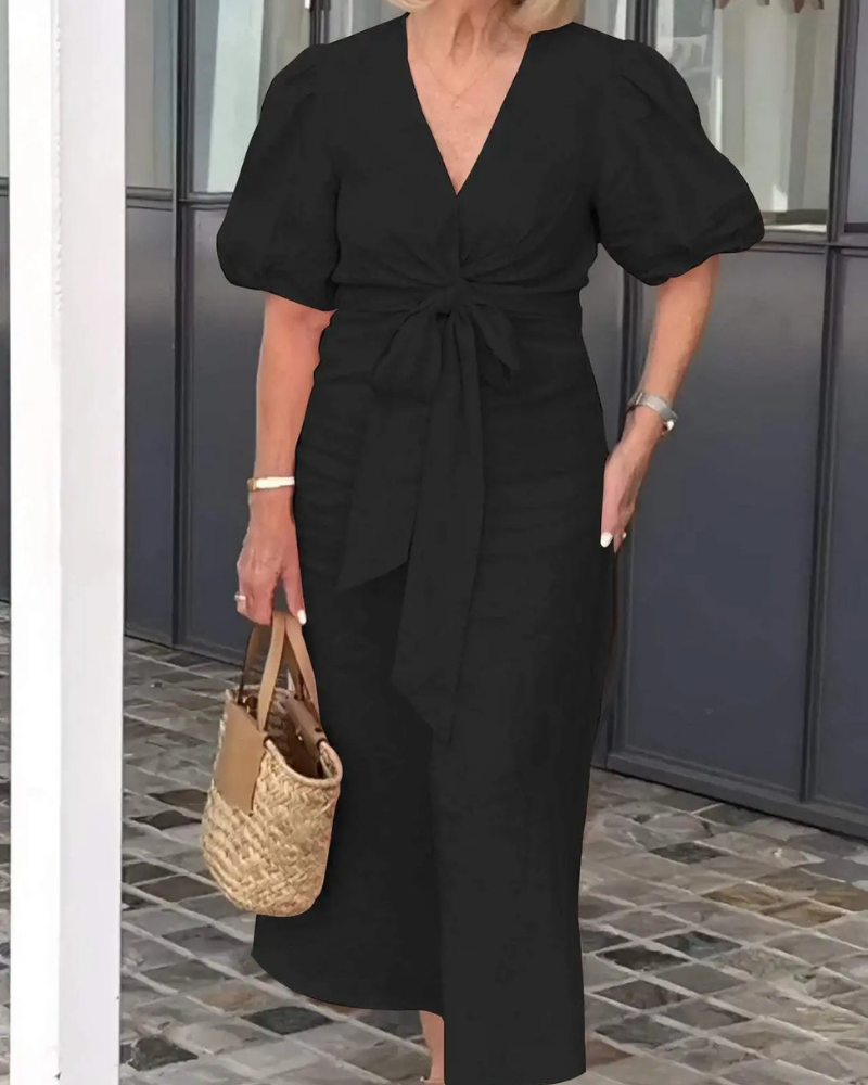 CEDAR - V-Neck Cotton Dress With Laces