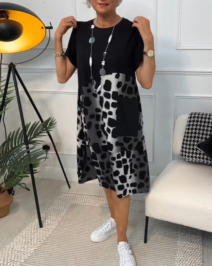 LOVOZA - Short Sleeves Midi Dress