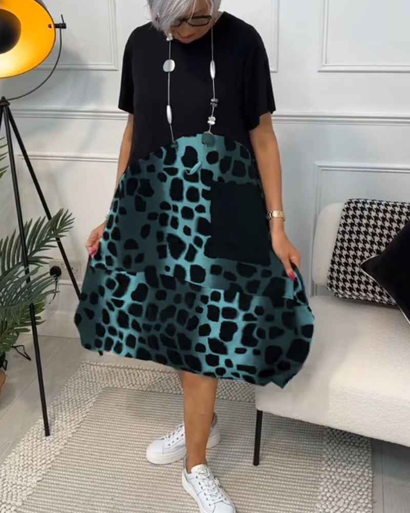 LOVOZA - Short Sleeves Midi Dress