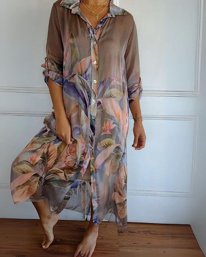 ISALYN - COMFY SHIRT DRESS WITH BOHO PRINT