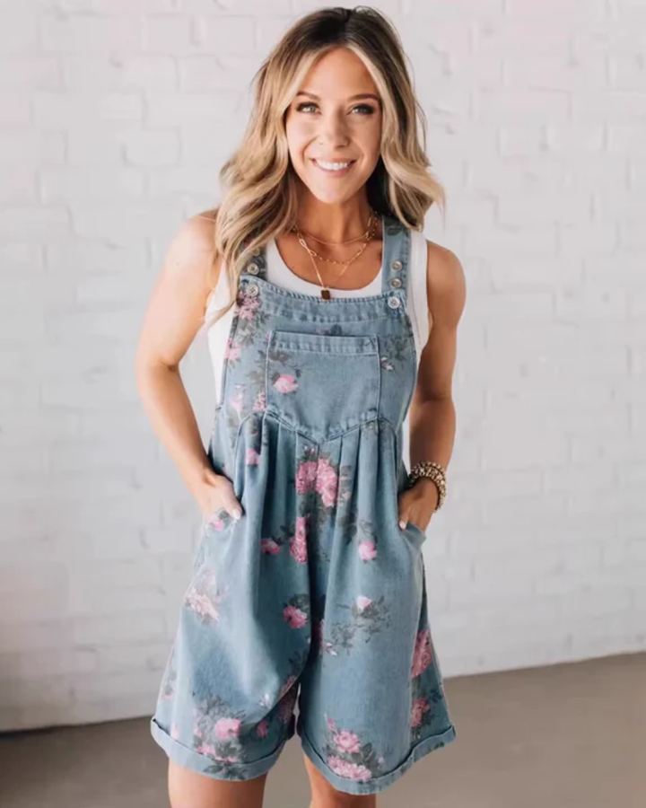 HUIGY - Tailored Floral Denim Jumpsuit