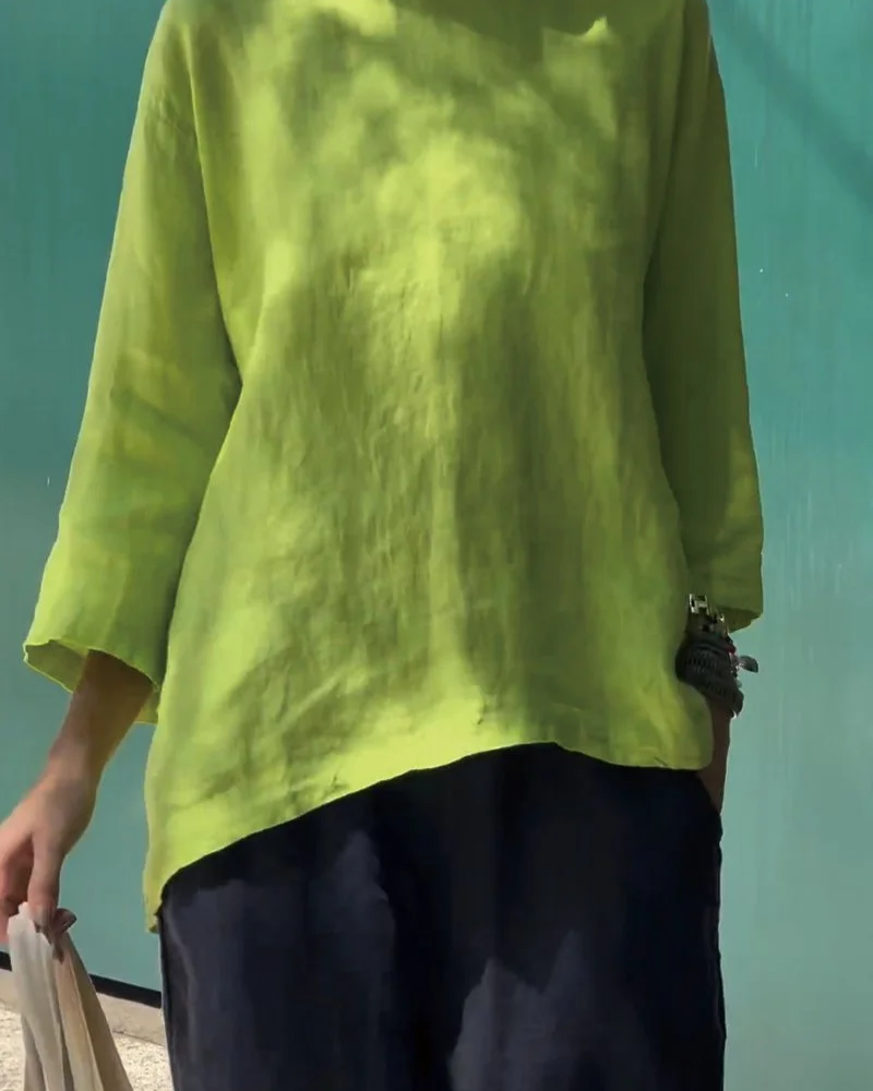 MEDANA - Cotton and linen long sleeve shirt
